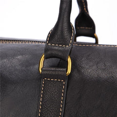 Fashion Black Leather Men's Weekender Bag Travel Bag Black Overnight Bag For Men - imessengerbags