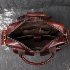 Black Oiled Leather Men's Professional Briefcase 13‘’ Laptop Handbag Business Bag For Men - imessengerbags