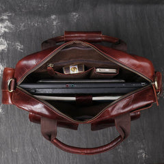 Black Oiled Leather Men's Professional Briefcase 13‘’ Laptop Handbag Business Bag For Men - imessengerbags