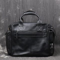 Black Oiled Leather Men's Professional Briefcase 13‘’ Laptop Handbag Business Bag For Men - imessengerbags