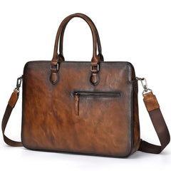 Vintage Leather Men's Briefcase 14inch Laptop Bag Handbag Work Bag For Men - imessengerbags