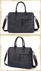 Vintage Leather Men's Briefcase 14inch Laptop Bag Handbag Work Bag For Men - imessengerbags