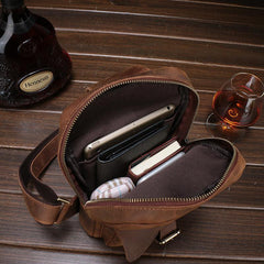 Vintage Leather Men's Sling Bag Chest Bag Sling Shoulder Bag For Men