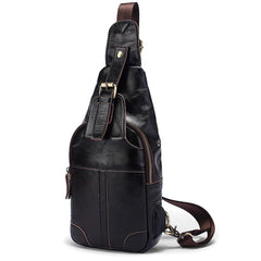 Cool Leather Brown Men's Sling Bag Chest Bag One Shoulder Backpack For Men - imessengerbags