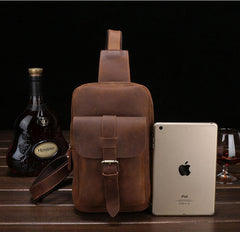 Vintage Leather Men's Sling Bag Chest Bag Sling Shoulder Bag For Men - imessengerbags