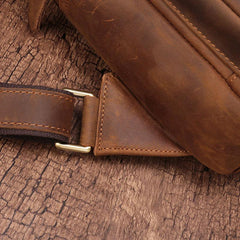 Vintage Brown Leather Men's Sling Bags Chest Bag One Shoulder Backpack For Men - imessengerbags
