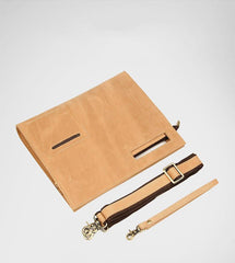 Brown Leather Men's File Bag Clutch Bag Side Bag Wristlet Bag For Men - imessengerbags