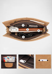 Brown Leather Men's File Bag Clutch Bag Side Bag Wristlet Bag For Men - imessengerbags