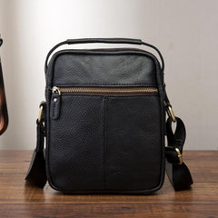Vintage Black Leather Men's Small Side Bag Handbag Shoulder Bag For Men - imessengerbags