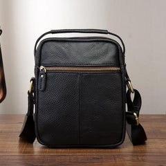 Vintage Black Leather Men's Small Side Bag Handbag Shoulder Bag For Men