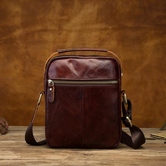 Vintage Black Leather Men's Small Side Bag Handbag Shoulder Bag For Men - imessengerbags