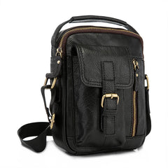 Vintage Black Leather Men's Small Side Bag Handbag Shoulder Bag For Men - imessengerbags