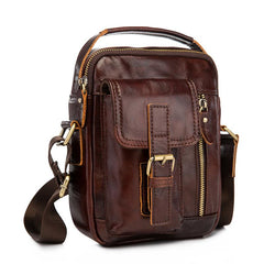 Vintage Black Leather Men's Small Side Bag Handbag Shoulder Bag For Men - imessengerbags