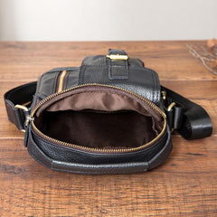 Vintage Black Leather Men's Small Side Bag Handbag Shoulder Bag For Men - imessengerbags