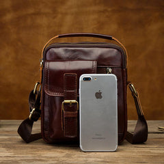 Vintage Black Leather Men's Small Side Bag Handbag Shoulder Bag For Men - imessengerbags