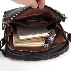 Fashion Black Leather Men's Tablet Shoulder Bag Small Vertical Side Bag Messenger Bag For Men - imessengerbags