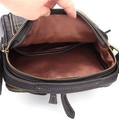 Fashion Black Leather Men's Tablet Shoulder Bag Small Vertical Side Bag Messenger Bag For Men - imessengerbags