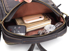 Fashion Black Leather Men's Tablet Shoulder Bag Small Vertical Side Bag Messenger Bag For Men - imessengerbags