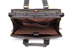 Fashion Black Leather Men's Briefcase Professional Briefcase 15‘’ Black Laptop Briefcase For Men - imessengerbags