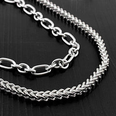 Badass Stainless Steel Mens Double Wallet Chain Long Silver Biker Wallet Chain For Men - imessengerbags