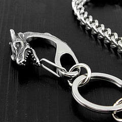 Badass Stainless Steel Mens Double Wallet Chain Long Silver Biker Wallet Chain For Men - imessengerbags