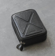 Cool Leather Black Mens Leather 4pcs Tobacco Pipe Case Zipper Tobacco Pipe Case for Men - imessengerbags