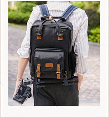 CANVAS WATERPROOF MENS 15'' CANON CAMERA BACKPACK LARGE NIKON CAMERA BAG DSLR CAMERA BAG FOR MEN - imessengerbags