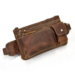 Vintage Leather Fanny Pack Mens Waist Bag Hip Pack Belt Bag for Men