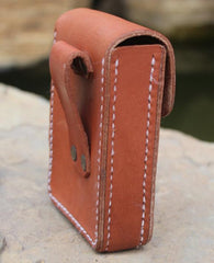 Handmade Brown Leather Mens Cigarette Case Cool Cigarette Holder with Belt Loop for Men