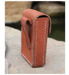 Handmade Brown Leather Mens Cigarette Case Cool Cigarette Holder with Belt Loop for Men
