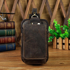 Small Mens Leather Belt Pouch Holster Belt Case Cell Phone Waist Pouch for Men - imessengerbags