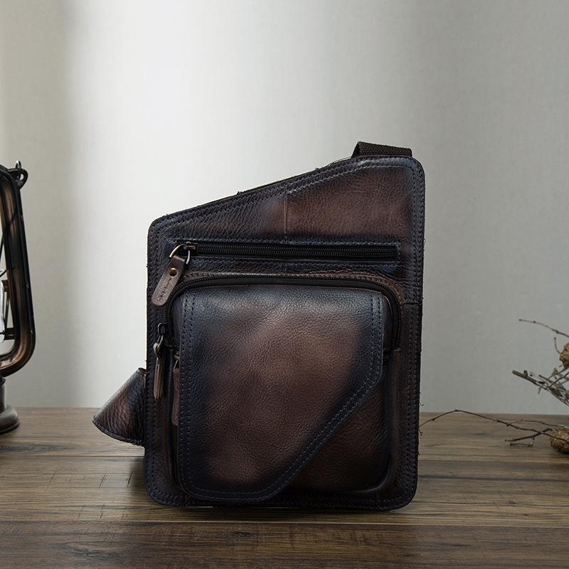 Leather Mens Chest Bag Sling Bag Sling Shoulder Bag Sling Backpacksfor men - imessengerbags
