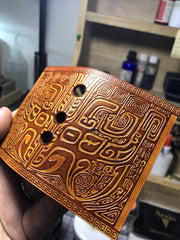 Handmade Tooled Grid Leather Brown Mens DICODES BOXMINI Holder Cigarette Case for Men
