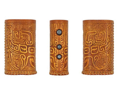 Handmade Tooled Grid Leather Brown Mens DICODES BOXMINI Holder Cigarette Case for Men
