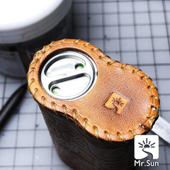 Handmade Tooled Rune Leather Brown Mens DICODES BOXMINI Holder Cigarette Case for Men