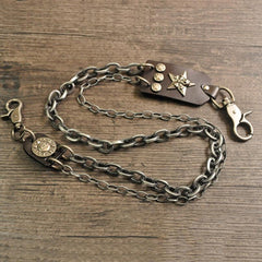 Cool Men's Silver Skull Double Long Wallet Chain Pants Chain Biker Wallet Chain For Men - imessengerbags
