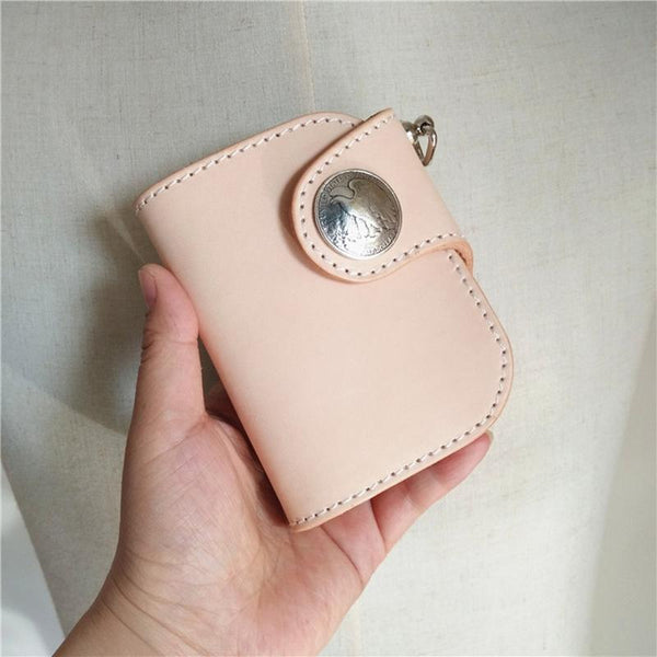 [On Sale] Handmade Mens Leather Biker Chain Wallets Cool Small Biker Wallet with Chain - imessengerbags