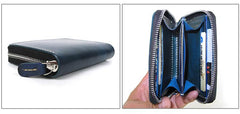 [On Sale] Handmade Cool Mens Leather Small Wallet billfold Wallets with Zippers - imessengerbags