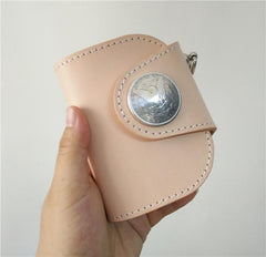 [On Sale] Handmade Mens Leather Small Wallets Cool billfold Wallet for Men - imessengerbags