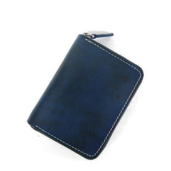 [On Sale] Handmade Cool Mens Leather Small Wallet billfold Wallet with Zipper - imessengerbags