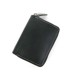 [On Sale] Handmade Cool Mens Leather Small Wallet billfold Wallet with Zipper - imessengerbags
