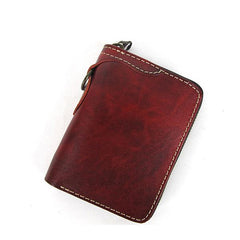 [On Sale] Handmade Mens Leather Biker Chain Wallet Cool Small Biker Wallet with Zipper