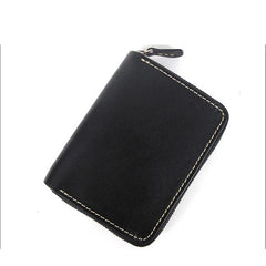 [On Sale] Handmade Cool Mens Leather Small Wallet billfold Wallet with Zipper - imessengerbags