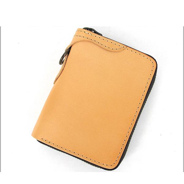 [On Sale] Handmade Mens Leather Biker Chain Wallets Cool Small Biker Wallet with Zipper