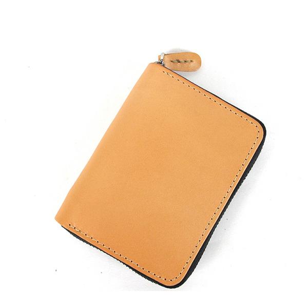 [On Sale] Handmade Cool Mens Leather Small Wallet billfold Wallets with Zippers