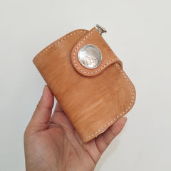 [On Sale] Handmade Mens Leather Small Biker Chain Wallet Cool billfold Biker Wallets with Chain - imessengerbags