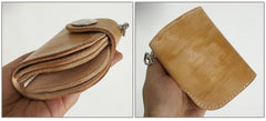 [On Sale] Handmade Mens Leather Small Biker Chain Wallet Cool billfold Biker Wallets with Chain - imessengerbags