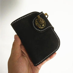 [On Sale] Handmade Mens Leather Small Biker Chain Wallets Cool billfold Biker Wallets with Chain