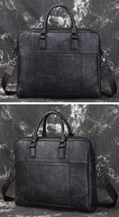Vintage Leather Mens Briefcase Postman Bag 14inch Laptop Bag Handbag Work Bag For Men - imessengerbags