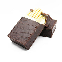 Cool Handmade Leather Mens Coffee Cigarette Holder Case for Men Alligator Pattern - imessengerbags